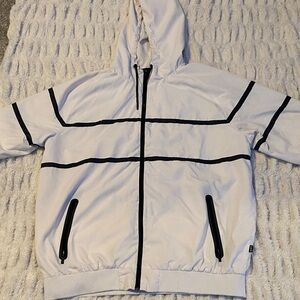 Men’s White Zip Up with Black Accents